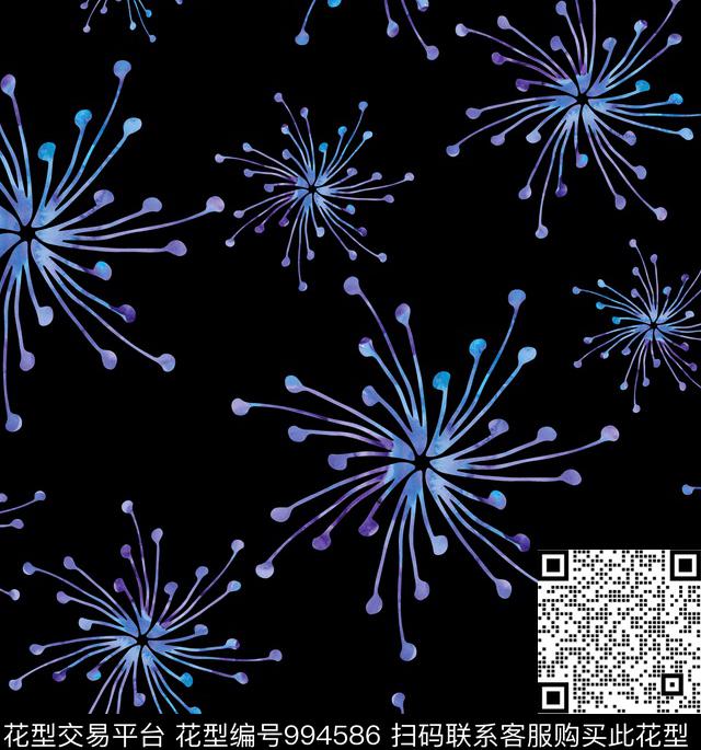 抽象花卉手绘花卉数码印花华亿平台下载（图片编号: 994586） - 瓦栏（Walan）