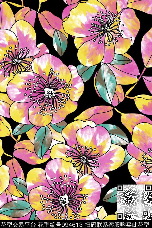 花卉年轻女性女装数码印花华亿平台下载（图片编号: 994613） - 瓦栏（Walan）