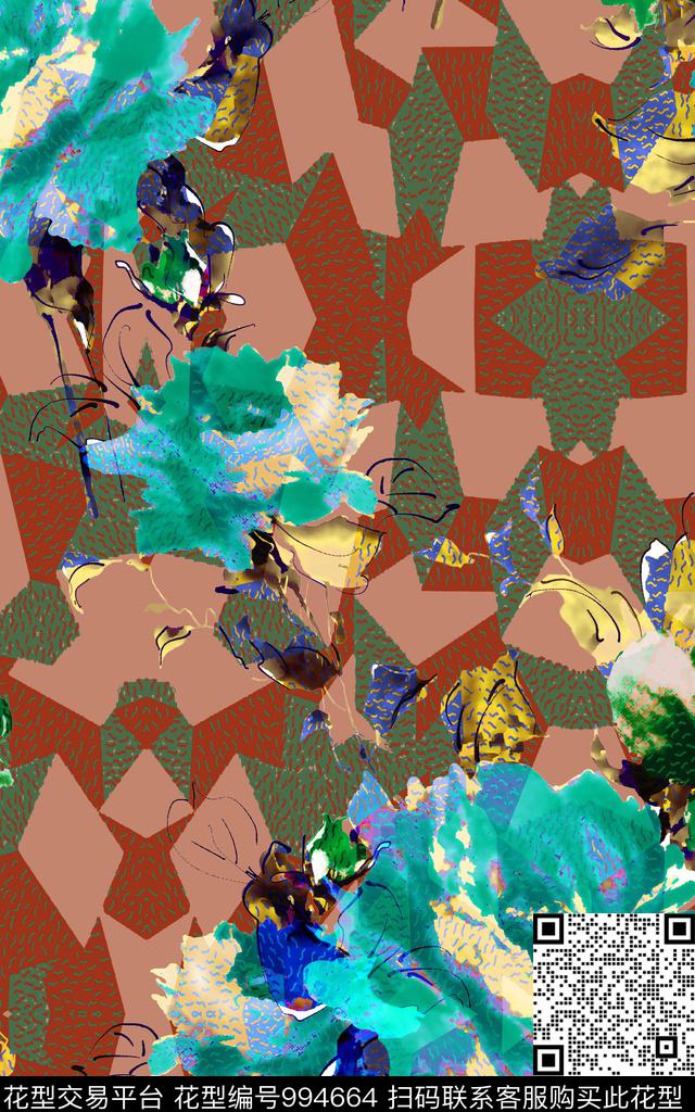 数码华亿平台彩底花卉花卉数码印花华亿平台下载（图片编号: 994664） - 瓦栏（Walan）