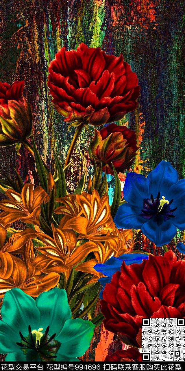 大花女装定位花数码印花华亿平台下载（图片编号: 994696） - 瓦栏（Walan）