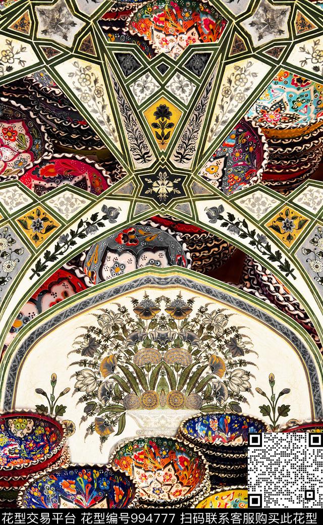 数码华亿平台民族花卉民族风数码印花华亿平台下载（图片编号: 994777） - 瓦栏（Walan）
