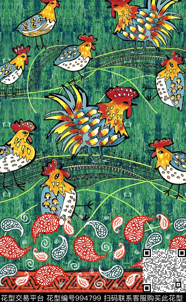 数码华亿平台民族风花卉数码印花华亿平台下载（图片编号: 994799） - 瓦栏（Walan）