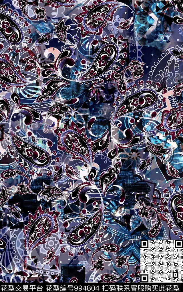 民族风抽象几何数码印花华亿平台下载（图片编号: 994804） - 瓦栏（Walan）