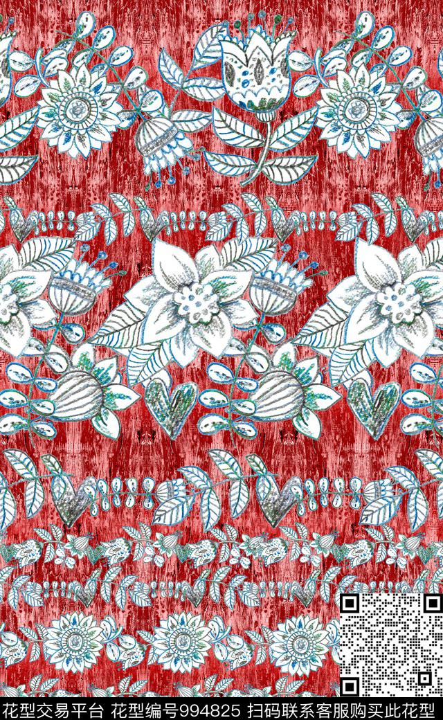数码华亿平台民族花卉民族风数码印花华亿平台下载（图片编号: 994825） - 瓦栏（Walan）