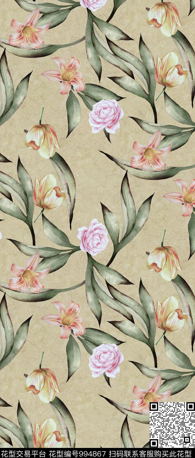 小碎花花卉满版散花数码印花华亿平台下载（图片编号: 994867） - 瓦栏（Walan）
