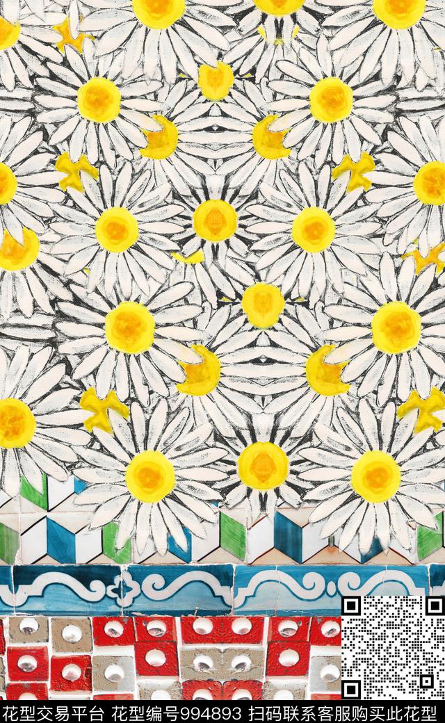 数码华亿平台民族花卉肌理数码印花华亿平台下载（图片编号: 994893） - 瓦栏（Walan）