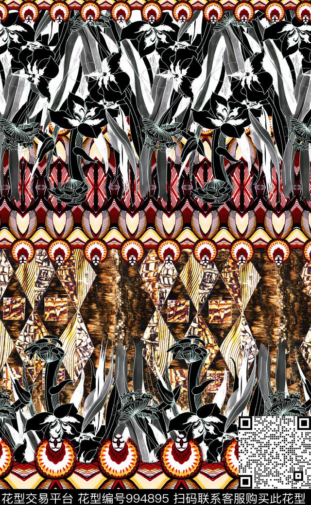 数码华亿平台民族花卉民族风数码印花华亿平台下载（图片编号: 994895） - 瓦栏（Walan）