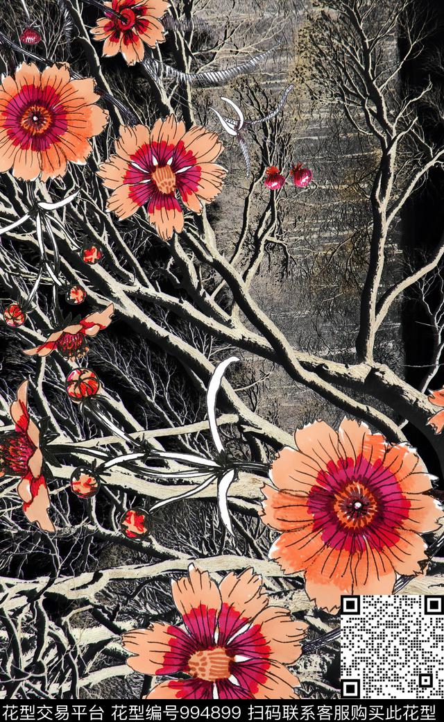 数码华亿平台民族花卉定位花数码印花华亿平台下载（图片编号: 994899） - 瓦栏（Walan）