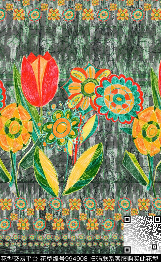 数码华亿平台民族花卉民族风数码印花华亿平台下载（图片编号: 994908） - 瓦栏（Walan）