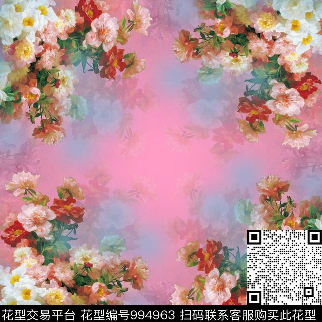 数码华亿平台围巾玫瑰花数码印花华亿平台下载（图片编号: 994963） - 瓦栏（Walan）