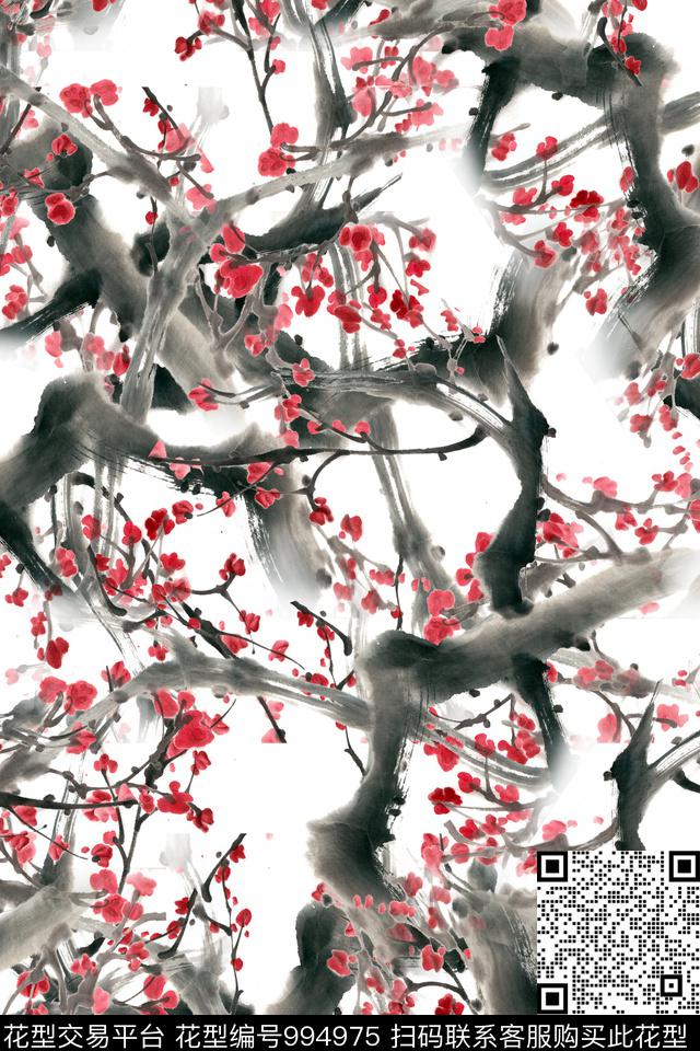 数码华亿平台素雅梅花数码印花华亿平台下载（图片编号: 994975） - 瓦栏（Walan）