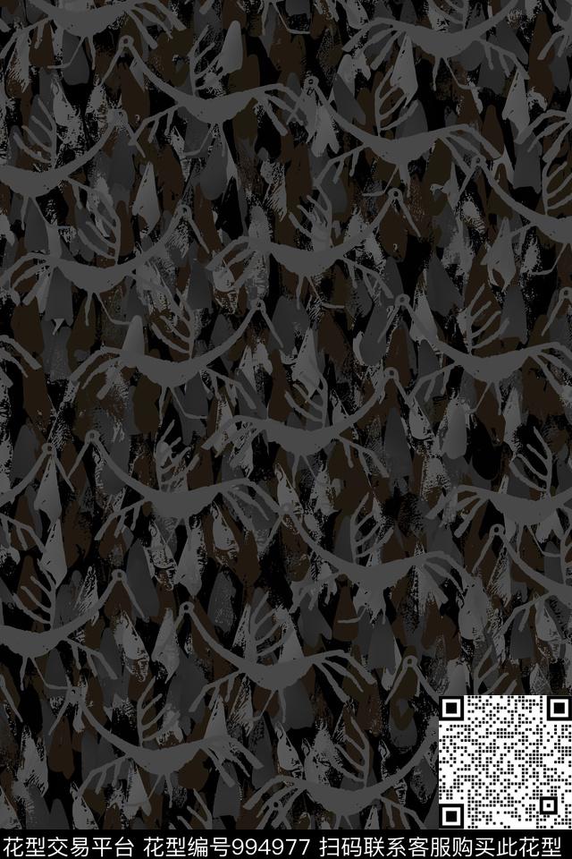 鸟男装抽象数码印花华亿平台下载（图片编号: 994977） - 瓦栏（Walan）