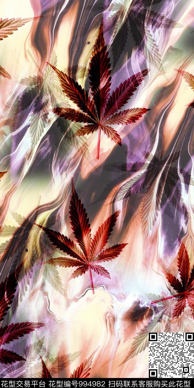 数码华亿平台植物抽象底纹数码印花华亿平台下载（图片编号: 994982） - 瓦栏（Walan）