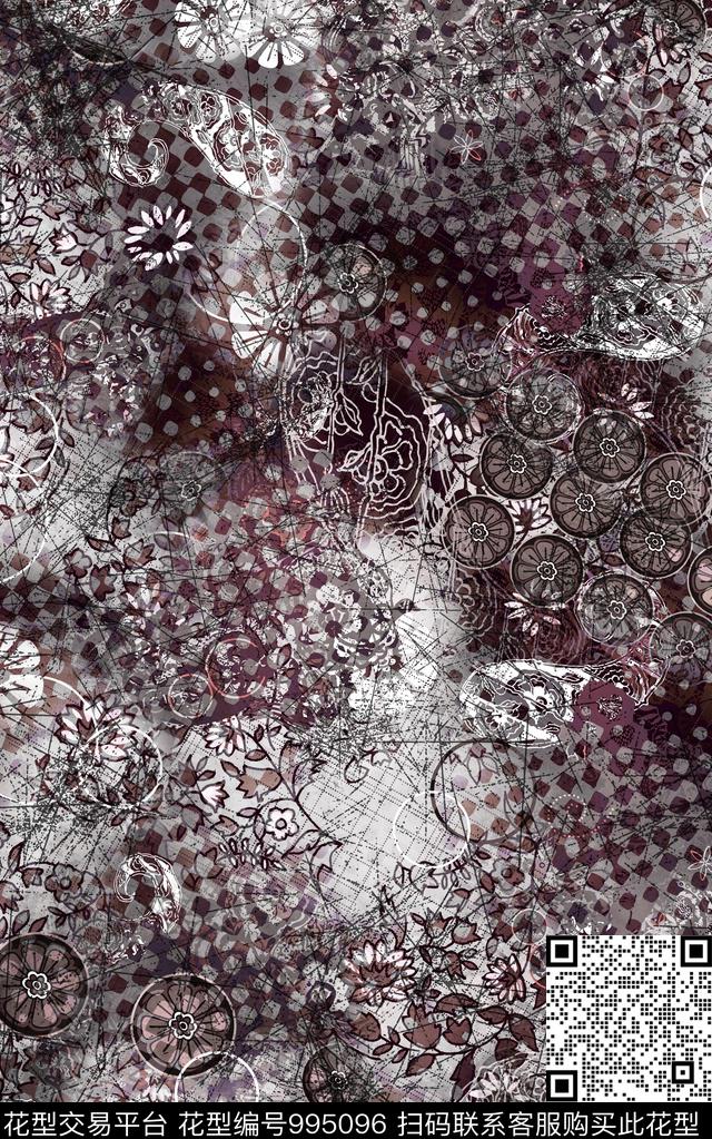 民族风抽象几何数码印花华亿平台下载（图片编号: 995096） - 瓦栏（Walan）