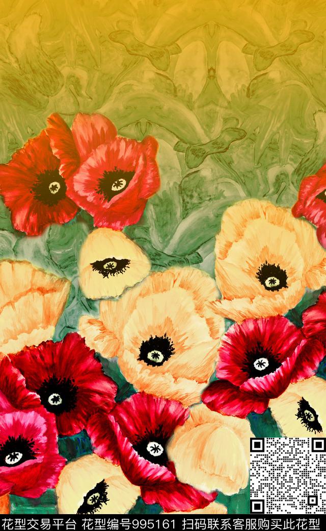 数码华亿平台民族花卉肌理数码印花华亿平台下载（图片编号: 995161） - 瓦栏（Walan）