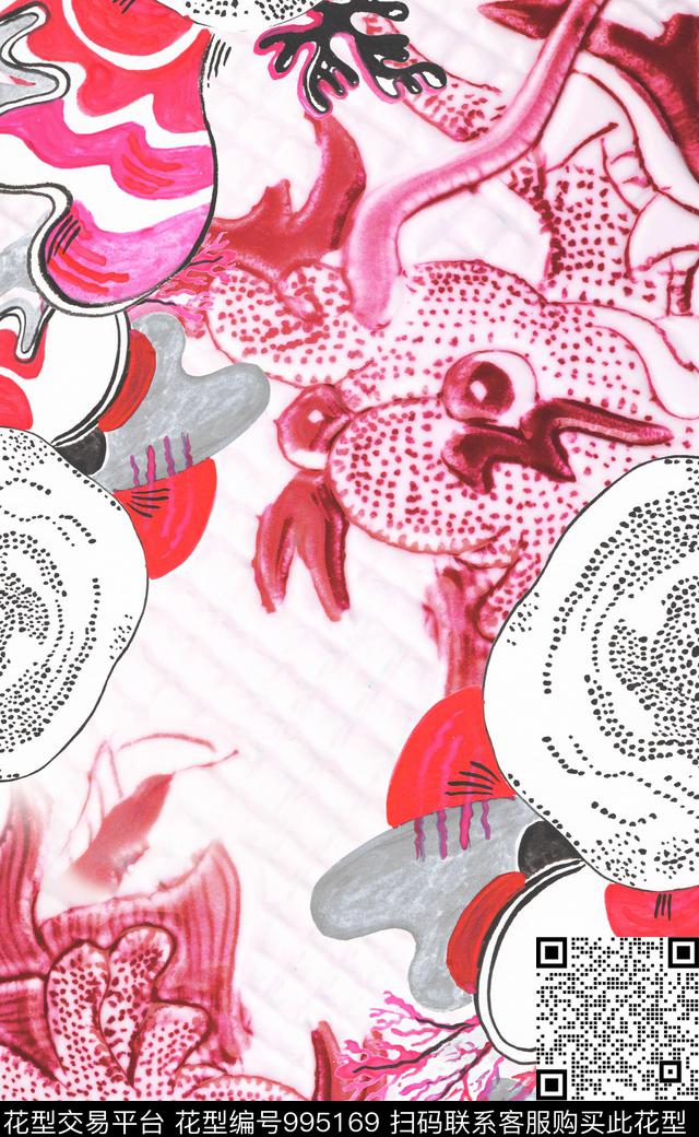 中国风线条水墨风数码印花华亿平台下载（图片编号: 995169） - 瓦栏（Walan）