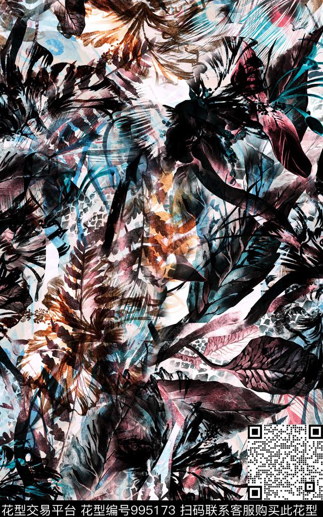 民族风抽象几何数码印花华亿平台下载（图片编号: 995173） - 瓦栏（Walan）