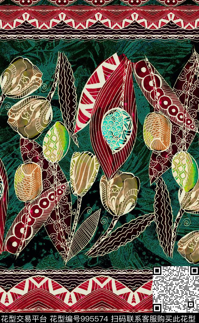 数码华亿平台民族风定位花数码印花华亿平台下载（图片编号: 995574） - 瓦栏（Walan）