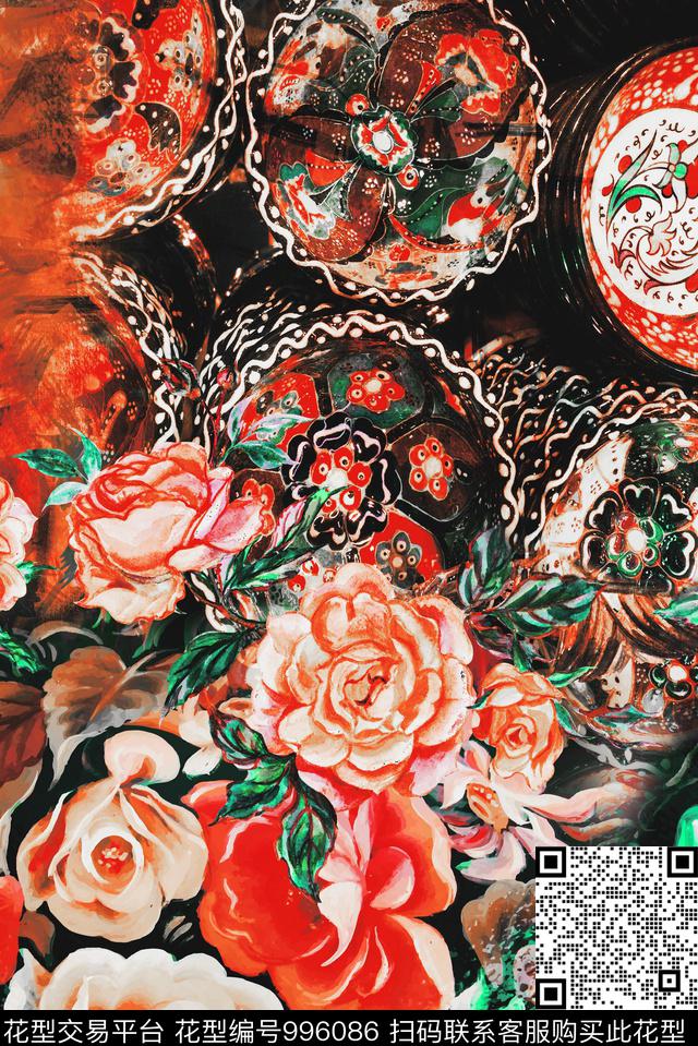 数码华亿平台民族风波西米亚数码印花华亿平台下载（图片编号: 996086） - 瓦栏（Walan）