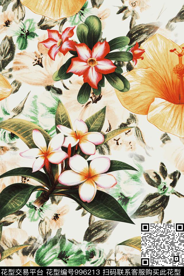 植物花卉热带华亿平台数码印花华亿平台下载（图片编号: 996213） - 瓦栏（Walan）