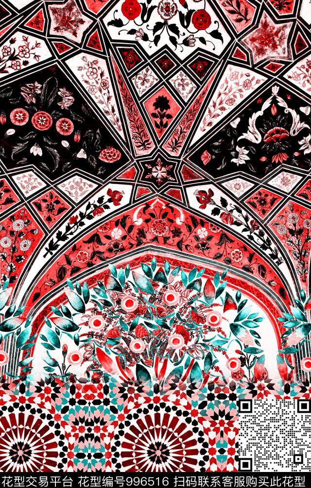 数码华亿平台民族风波西米亚数码印花华亿平台下载（图片编号: 996516） - 瓦栏（Walan）