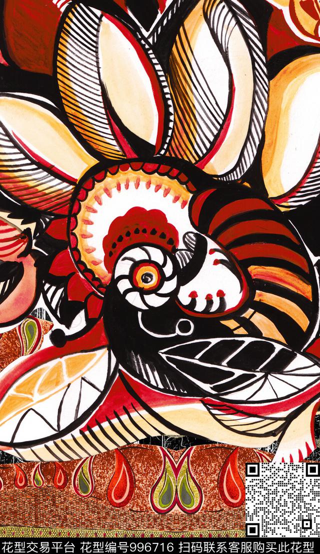 数码华亿平台民族风定位花数码印花华亿平台下载（图片编号: 996716） - 瓦栏（Walan）
