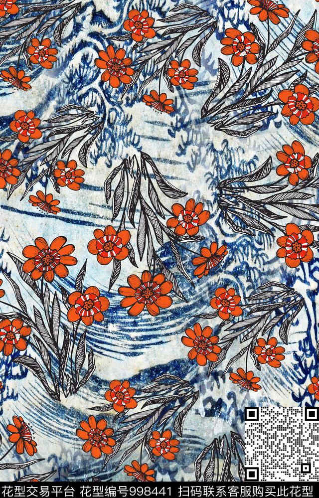 花卉数码印花华亿平台下载（图片编号: 998441） - 瓦栏（Walan）