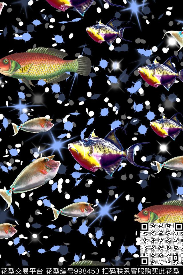 趣味星空动物数码印花华亿平台下载（图片编号: 998453） - 瓦栏（Walan）