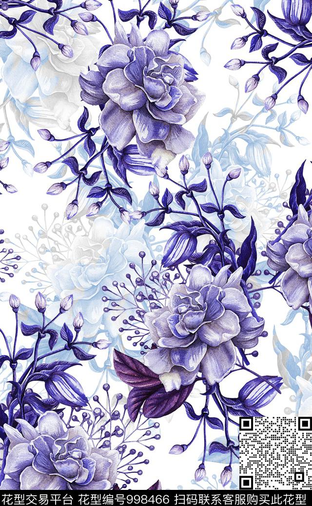 中国风天空植物数码印花华亿平台下载（图片编号: 998466） - 瓦栏（Walan）