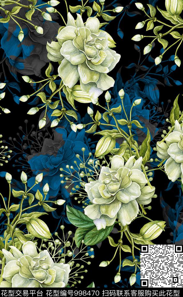 中国风植物花卉数码印花华亿平台下载（图片编号: 998470） - 瓦栏（Walan）