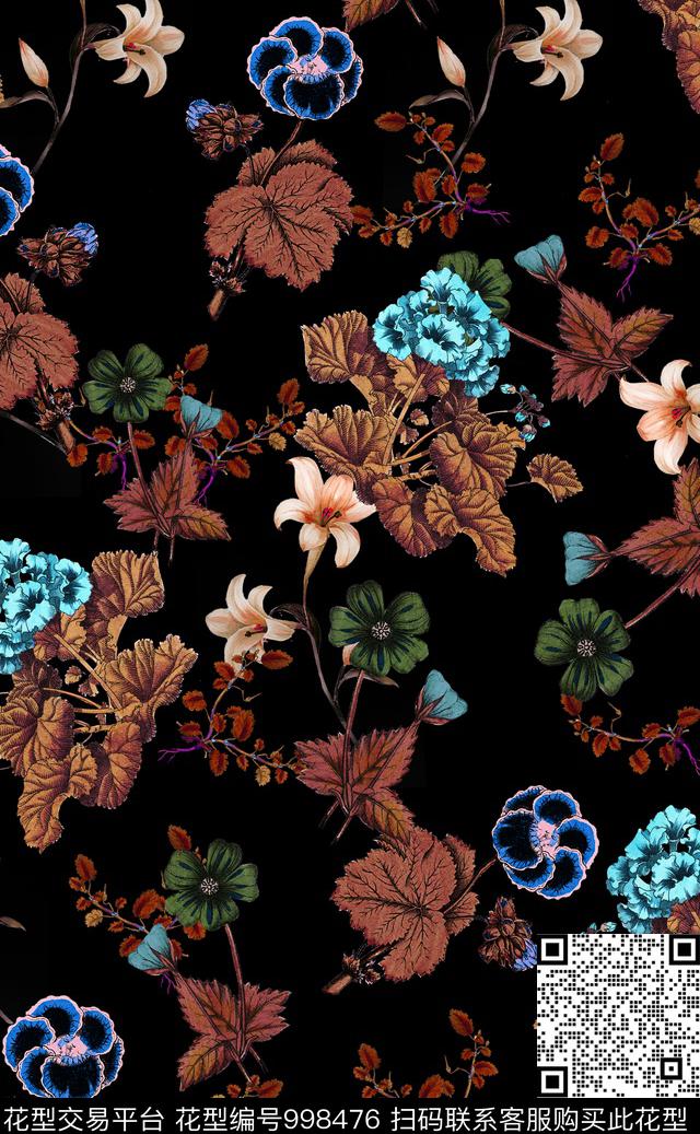 植物花卉泳装数码印花华亿平台下载（图片编号: 998476） - 瓦栏（Walan）