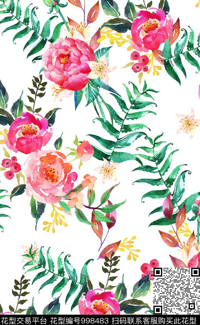 植物花卉泳装数码印花华亿平台下载（图片编号: 998483） - 瓦栏（Walan）