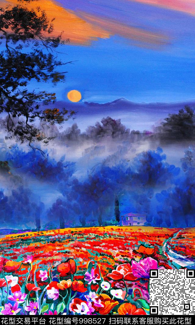 油画华亿平台定位花风景景观数码印花华亿平台下载（图片编号: 998527） - 瓦栏（Walan）
