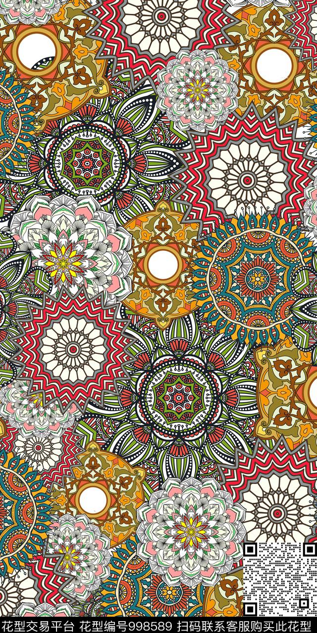佩斯利几何复古数码印花华亿平台下载（图片编号: 998589） - 瓦栏（Walan）