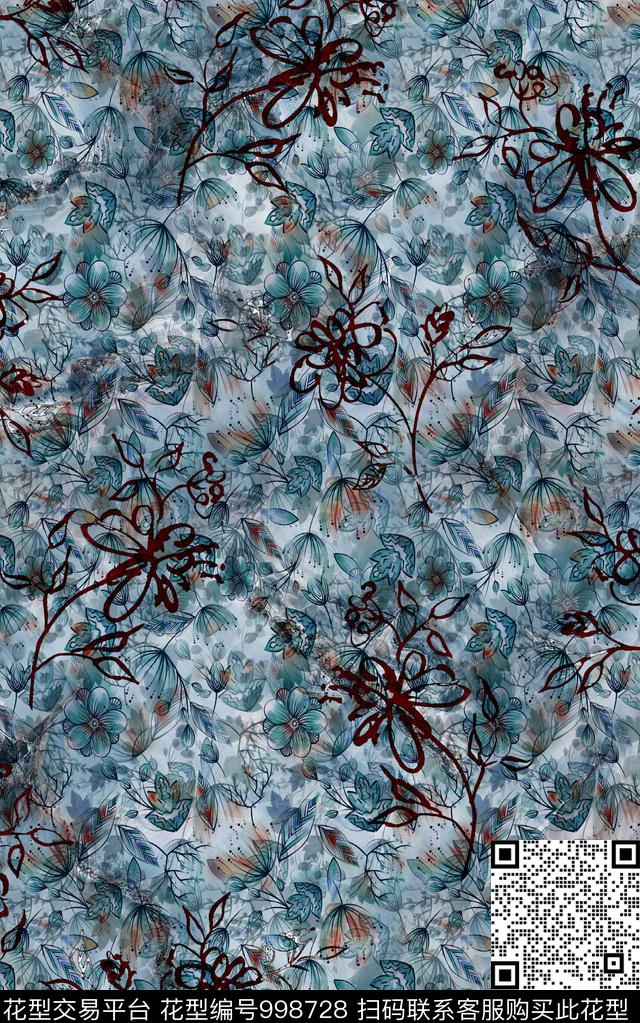 数码华亿平台民族风抽象数码印花华亿平台下载（图片编号: 998728） - 瓦栏（Walan）