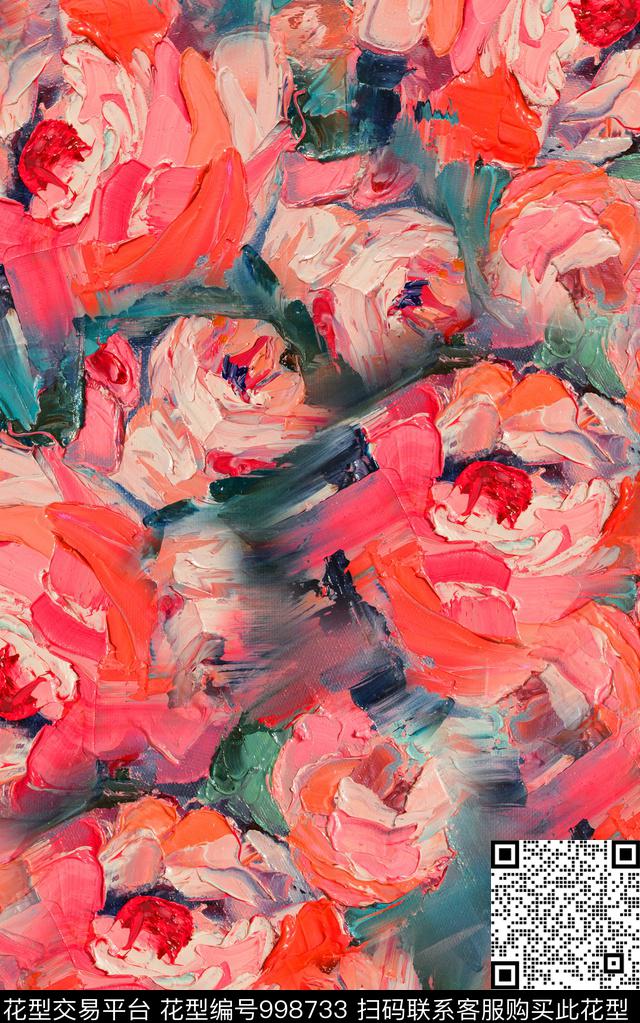 民族风抽象花卉数码印花华亿平台下载（图片编号: 998733） - 瓦栏（Walan）