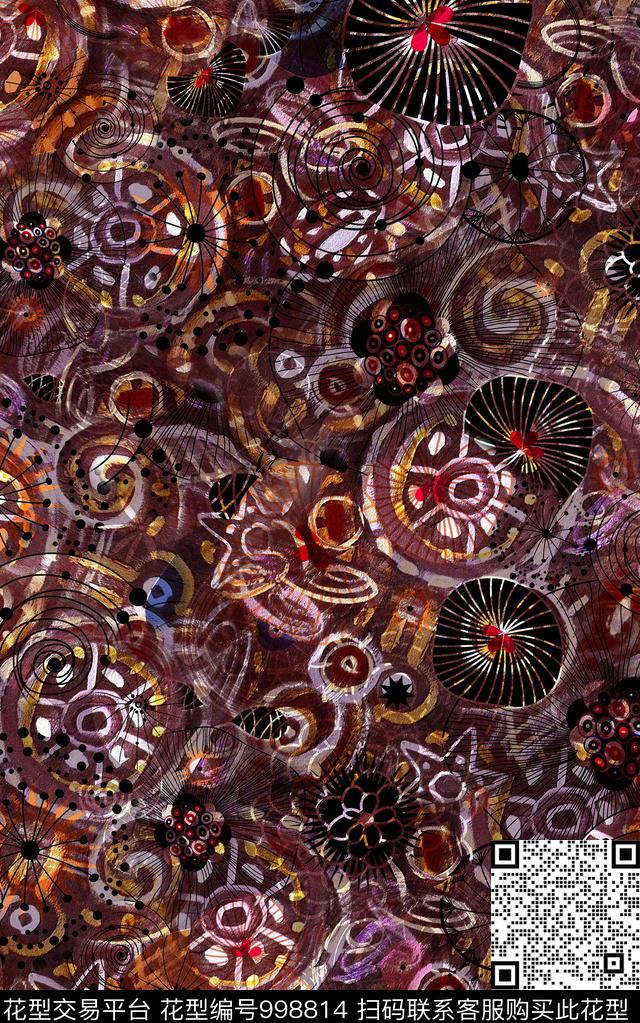 民族风抽象几何数码印花华亿平台下载（图片编号: 998814） - 瓦栏（Walan）