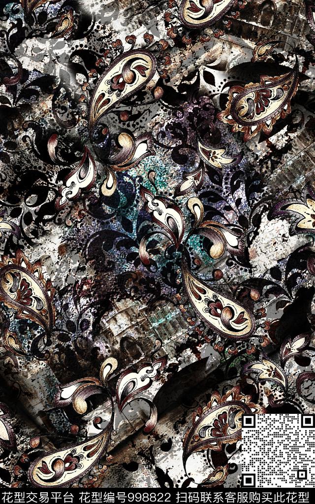 民族风抽象几何数码印花华亿平台下载（图片编号: 998822） - 瓦栏（Walan）