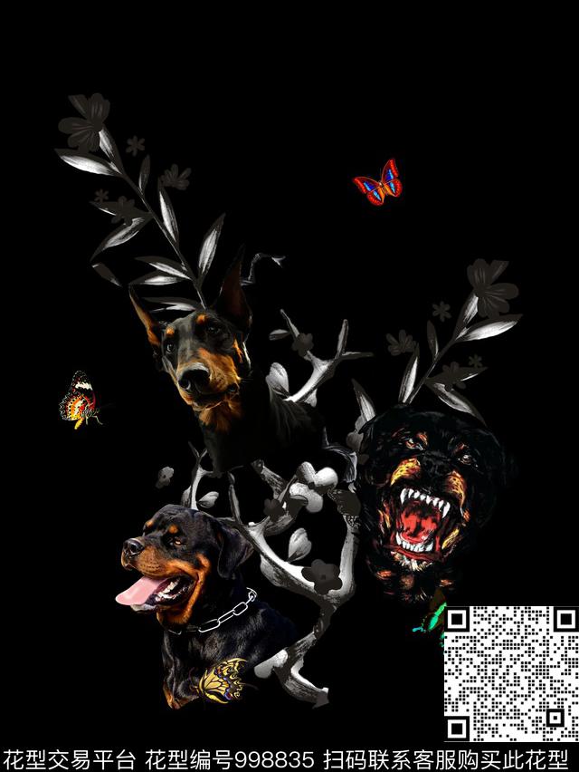花卉狗数码印花华亿平台下载（图片编号: 998835） - 瓦栏（Walan）