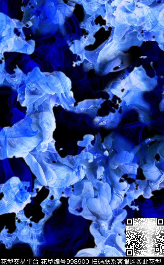 抽象蓝色纹理数码印花华亿平台下载（图片编号: 998900） - 瓦栏（Walan）