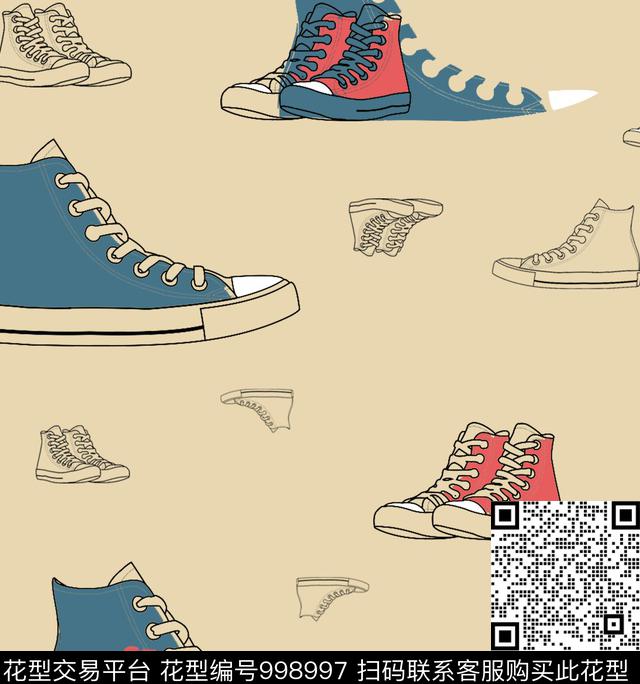 嘻哈卡通帆布鞋数码印花华亿平台下载（图片编号: 998997） - 瓦栏（Walan）
