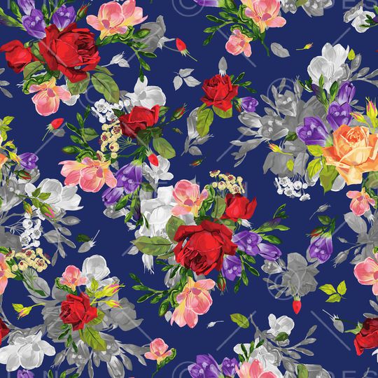 水彩花卉印花华亿平台图片