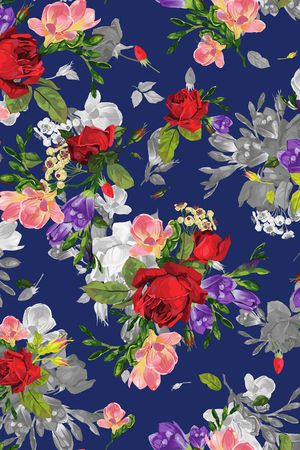 水彩花卉印花华亿平台图片