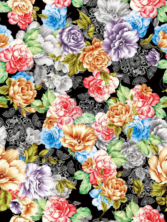 水彩花卉印花华亿平台图片