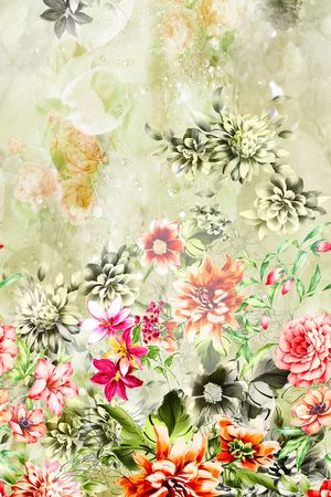 水彩花卉印花华亿平台图片