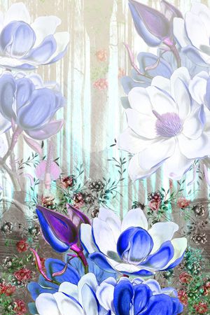 手绘花卉印花华亿平台图片