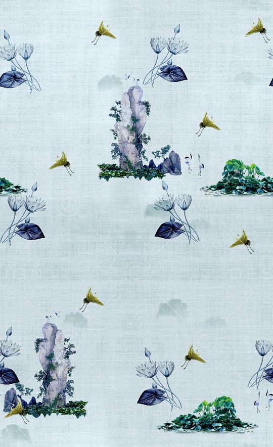 仙鹤印花华亿平台图片