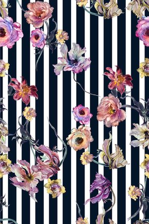 手绘花卉印花华亿平台图片