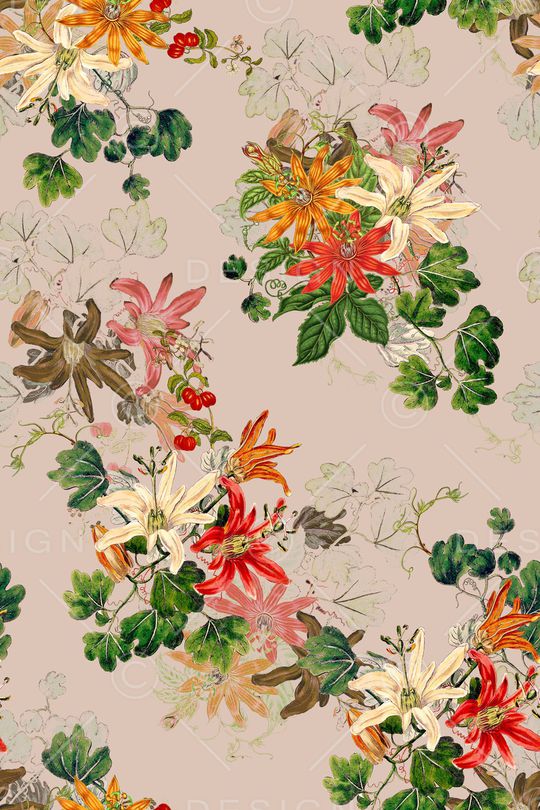 水彩花卉印花华亿平台图片