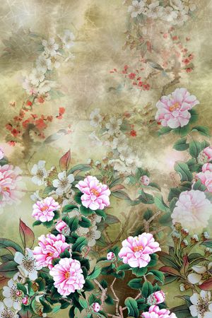 中国风定位花印花华亿平台图片